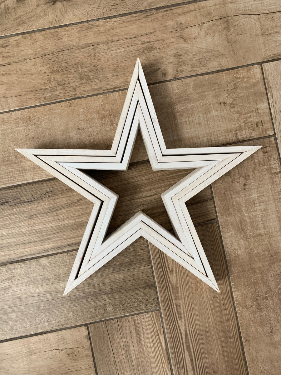 WOODEN STARS - WHITE (SET OF 5) - RIP JAX MERCANTILE