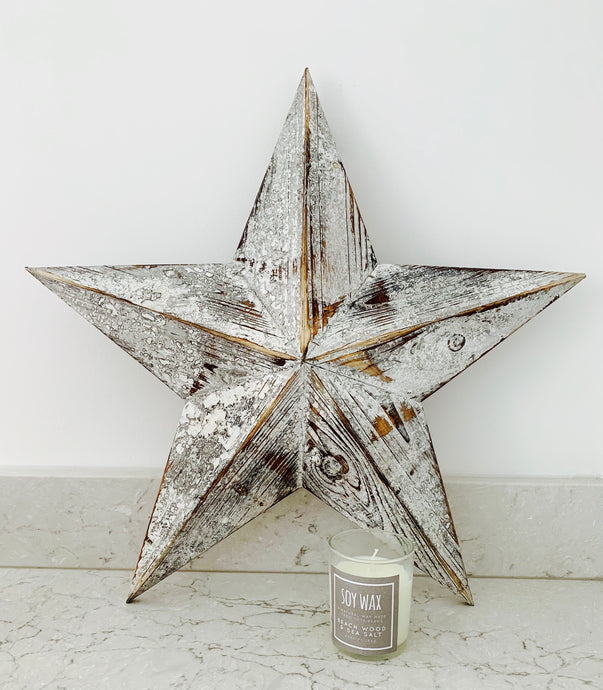 White Wash Wooden Star